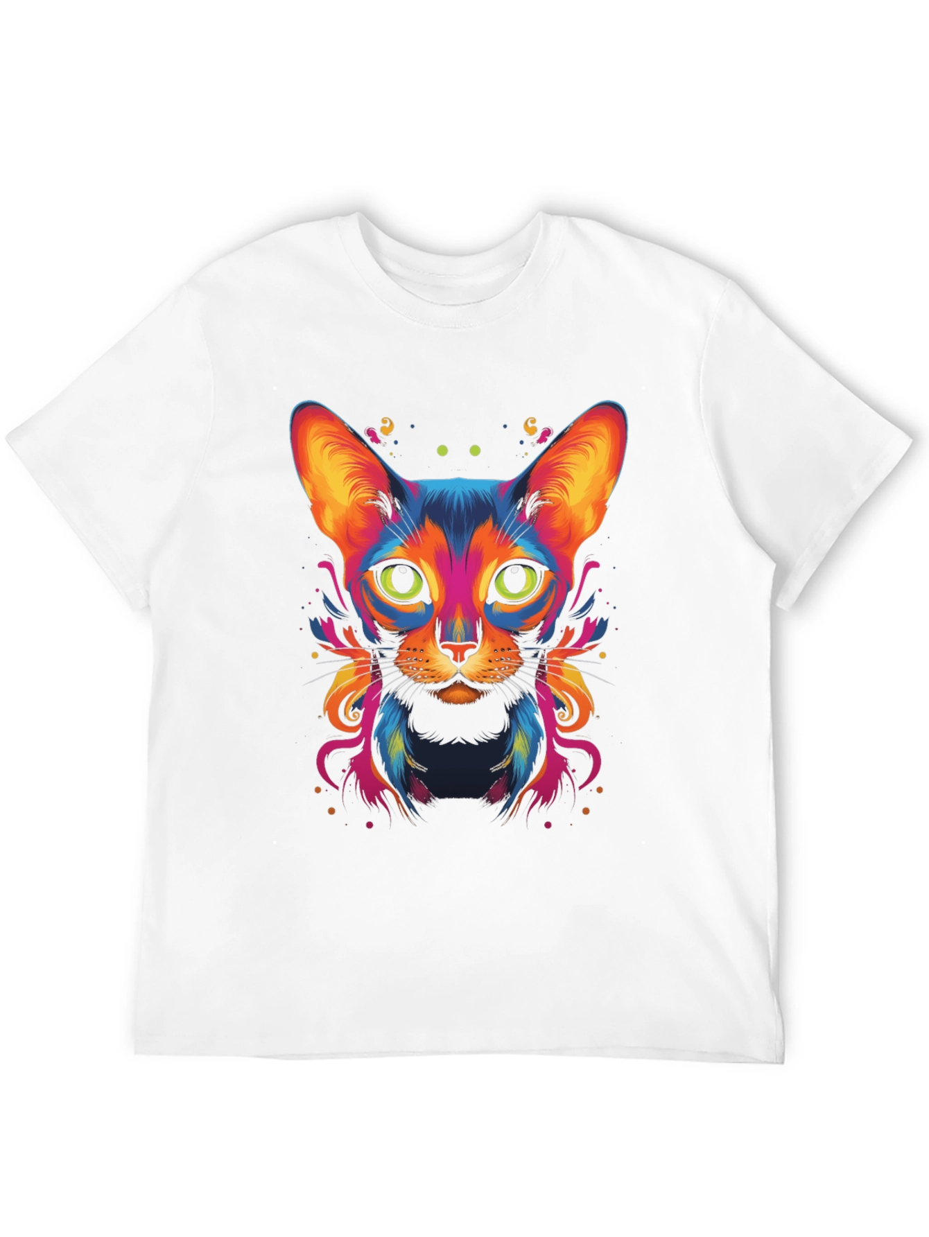 Vibrant Cat Graphic Tee - Cool Animal Art Shirt