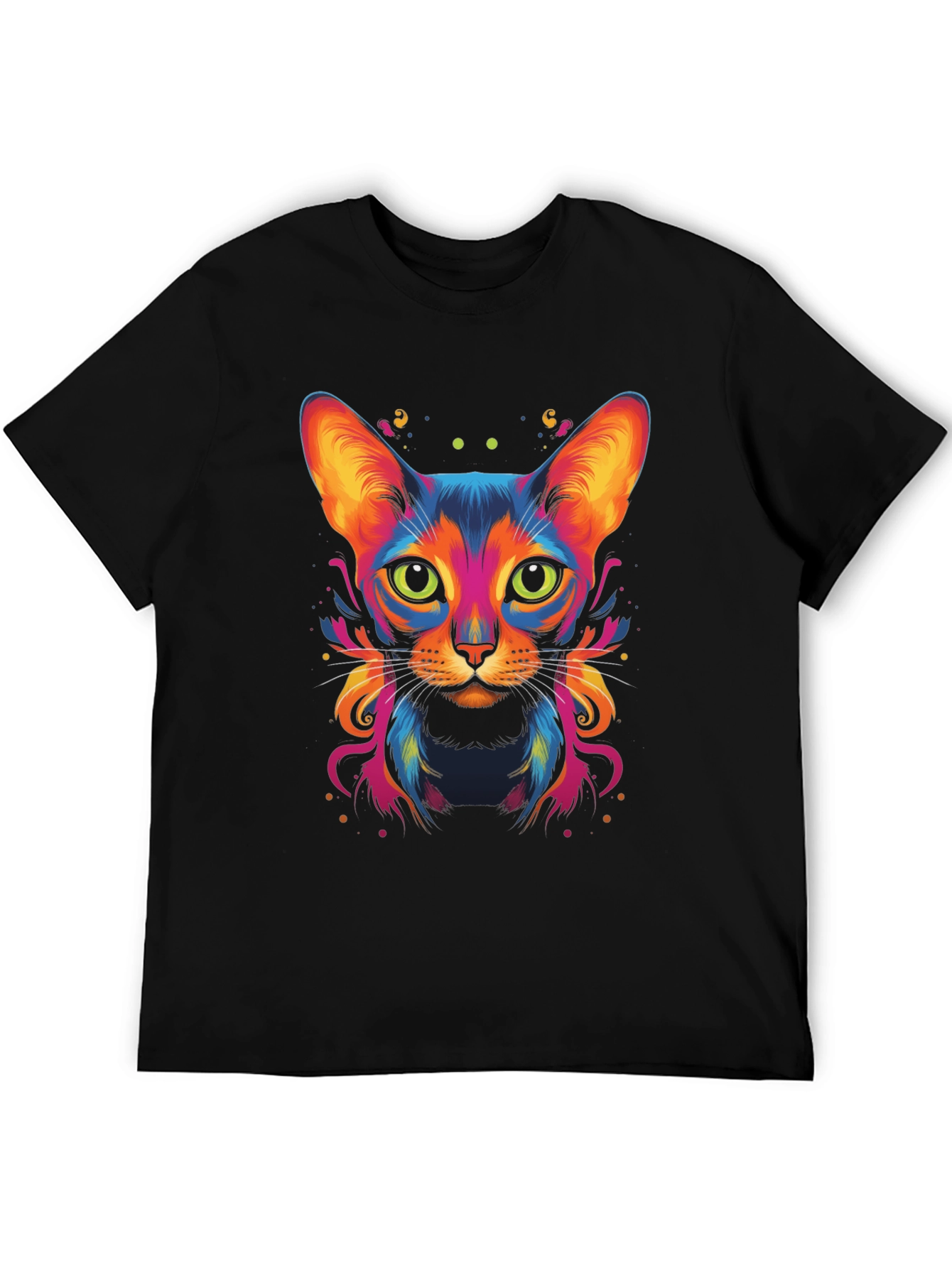 Vibrant Cat Graphic Tee - Cool Animal Art Shirt