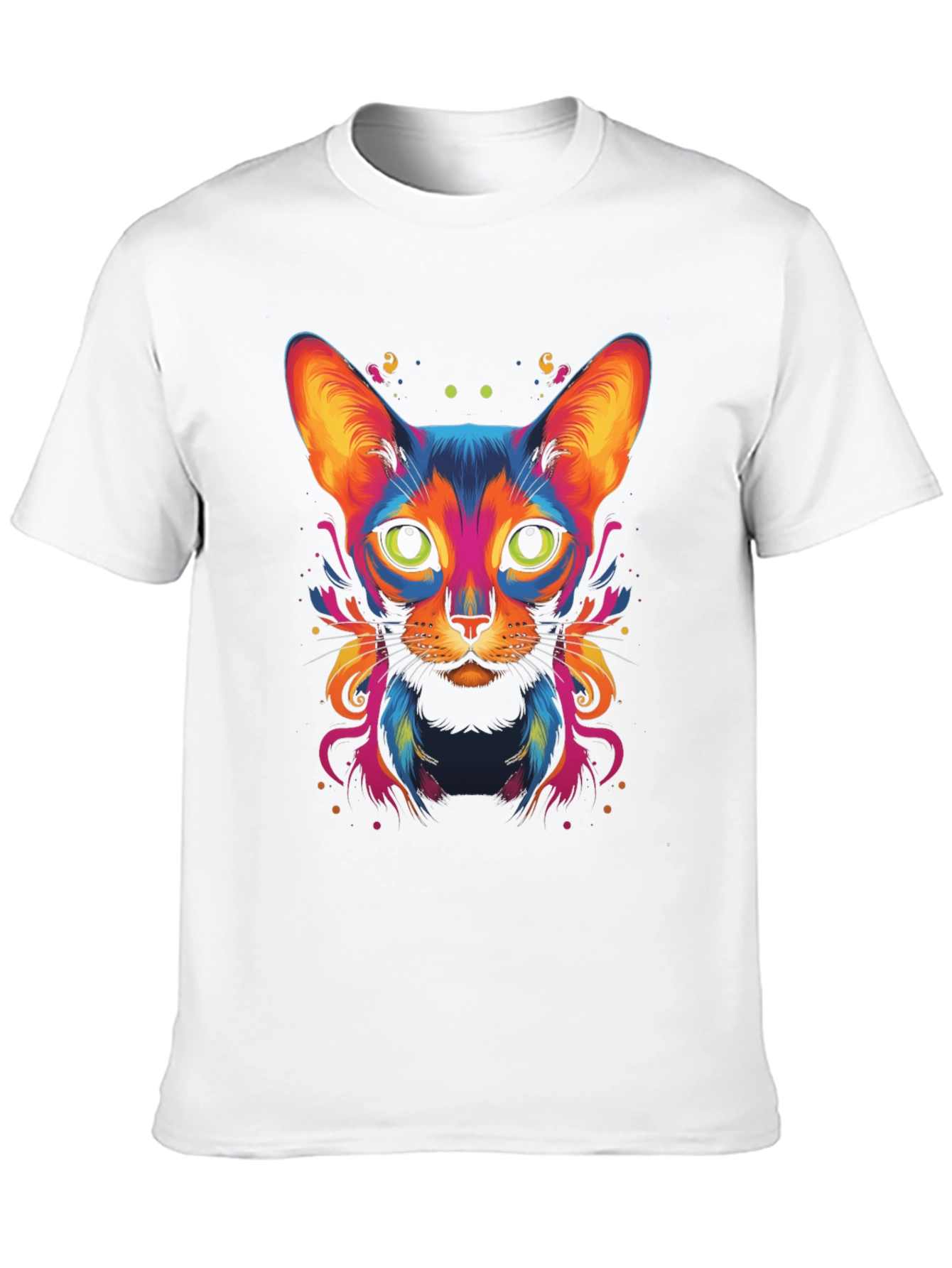 Vibrant Cat Graphic Tee - Cool Animal Art Shirt