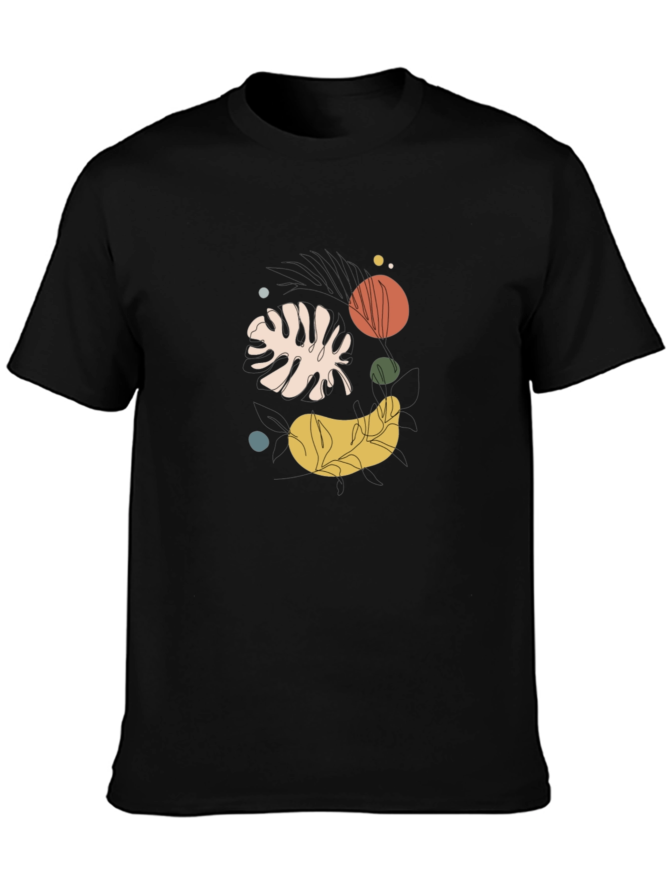 Abstract Botanical Graphic Black Tee
