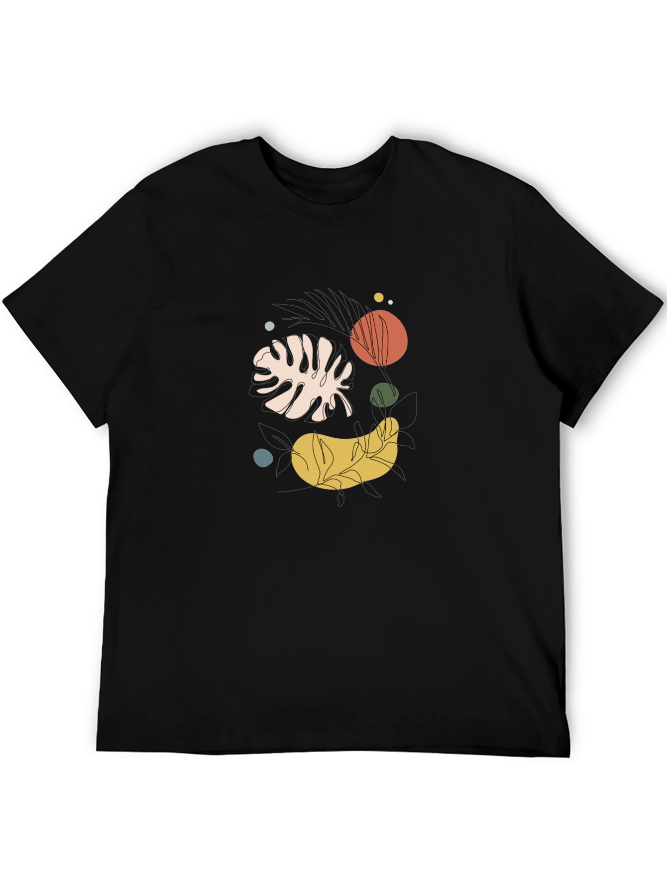 Abstract Botanical Graphic Black Tee