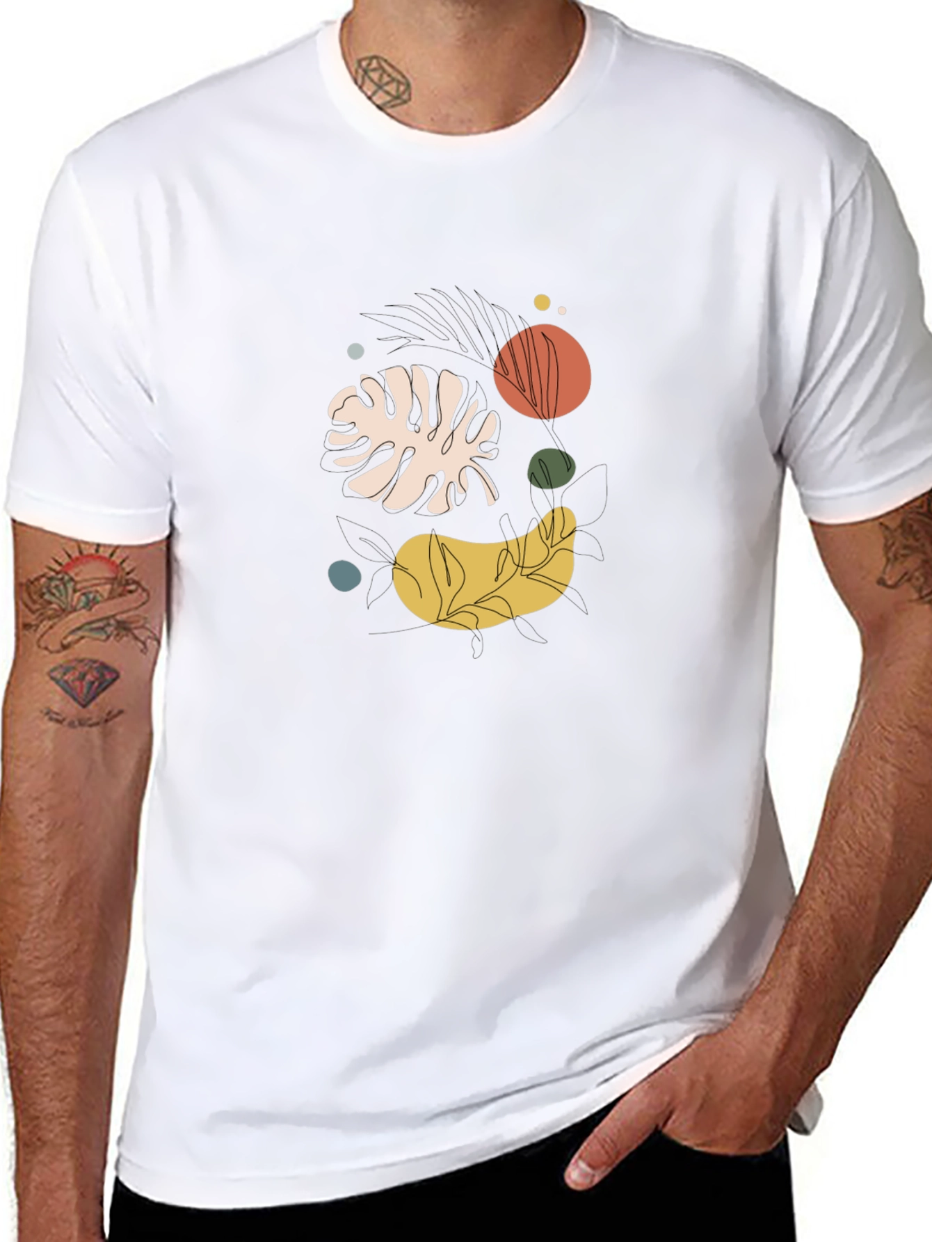 Abstract Botanical Graphic Black Tee