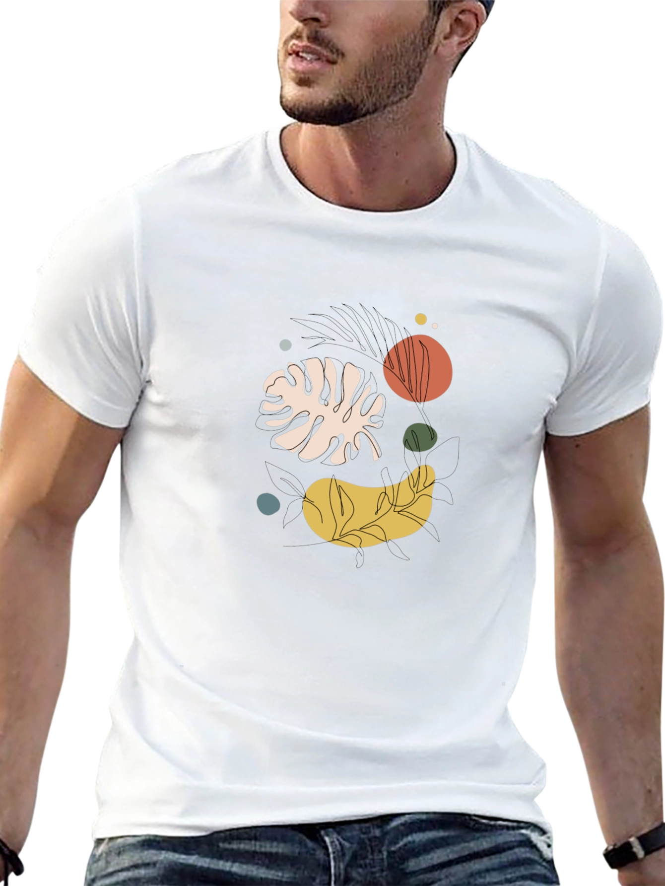 Abstract Botanical Graphic Black Tee