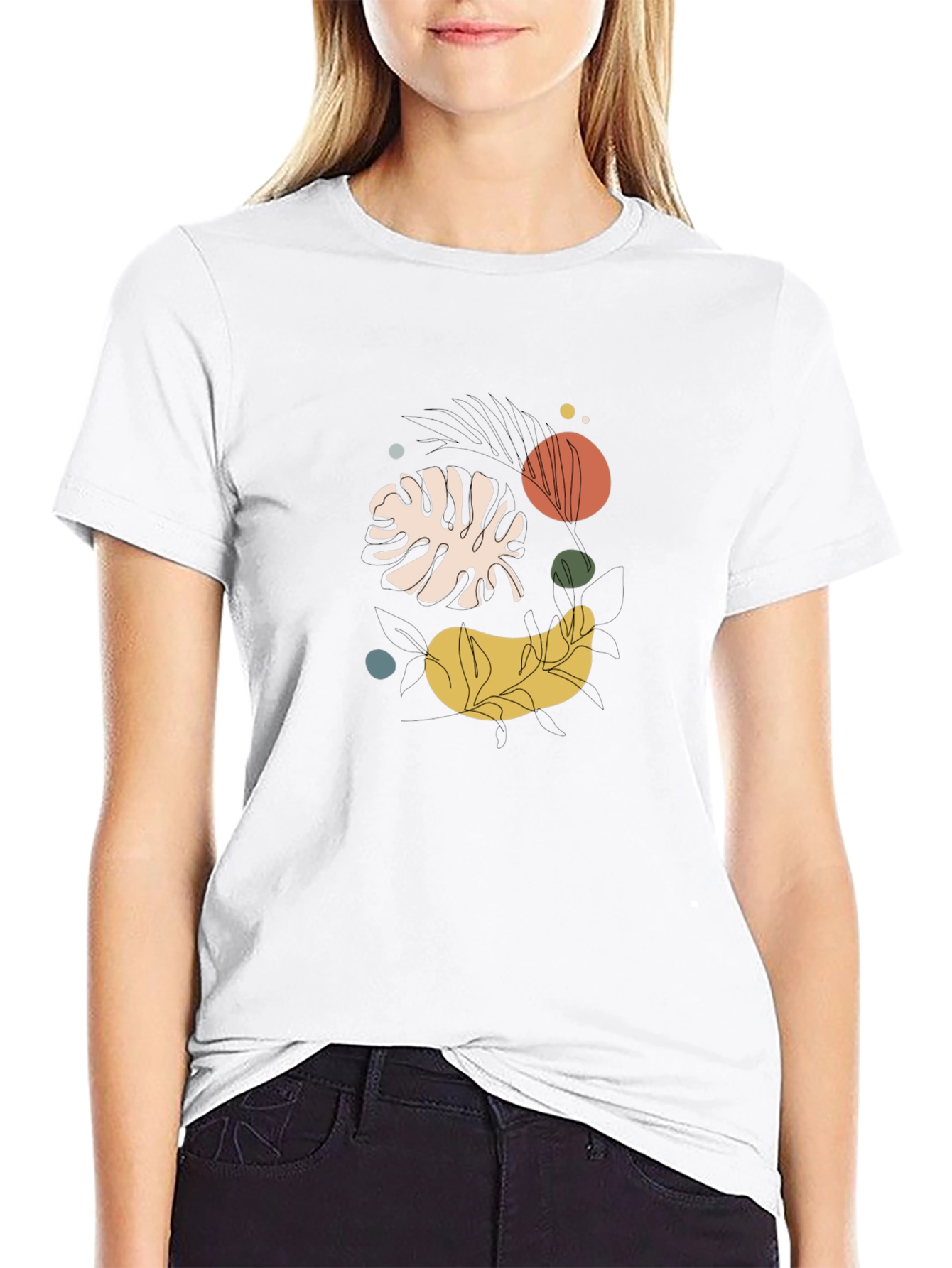 Abstract Botanical Graphic Black Tee
