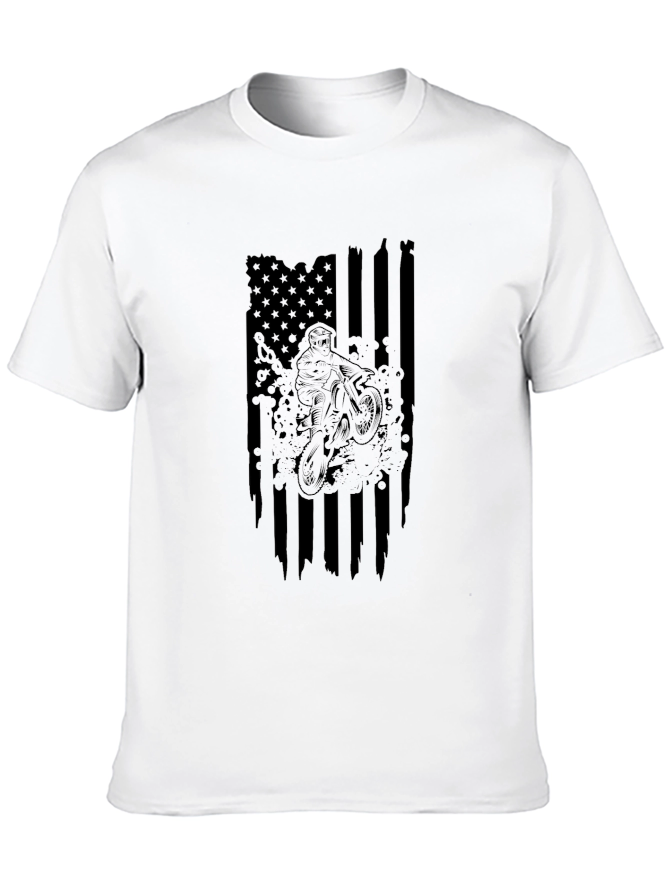 USA Flag Dirt Bike Graphic T-Shirt - Black