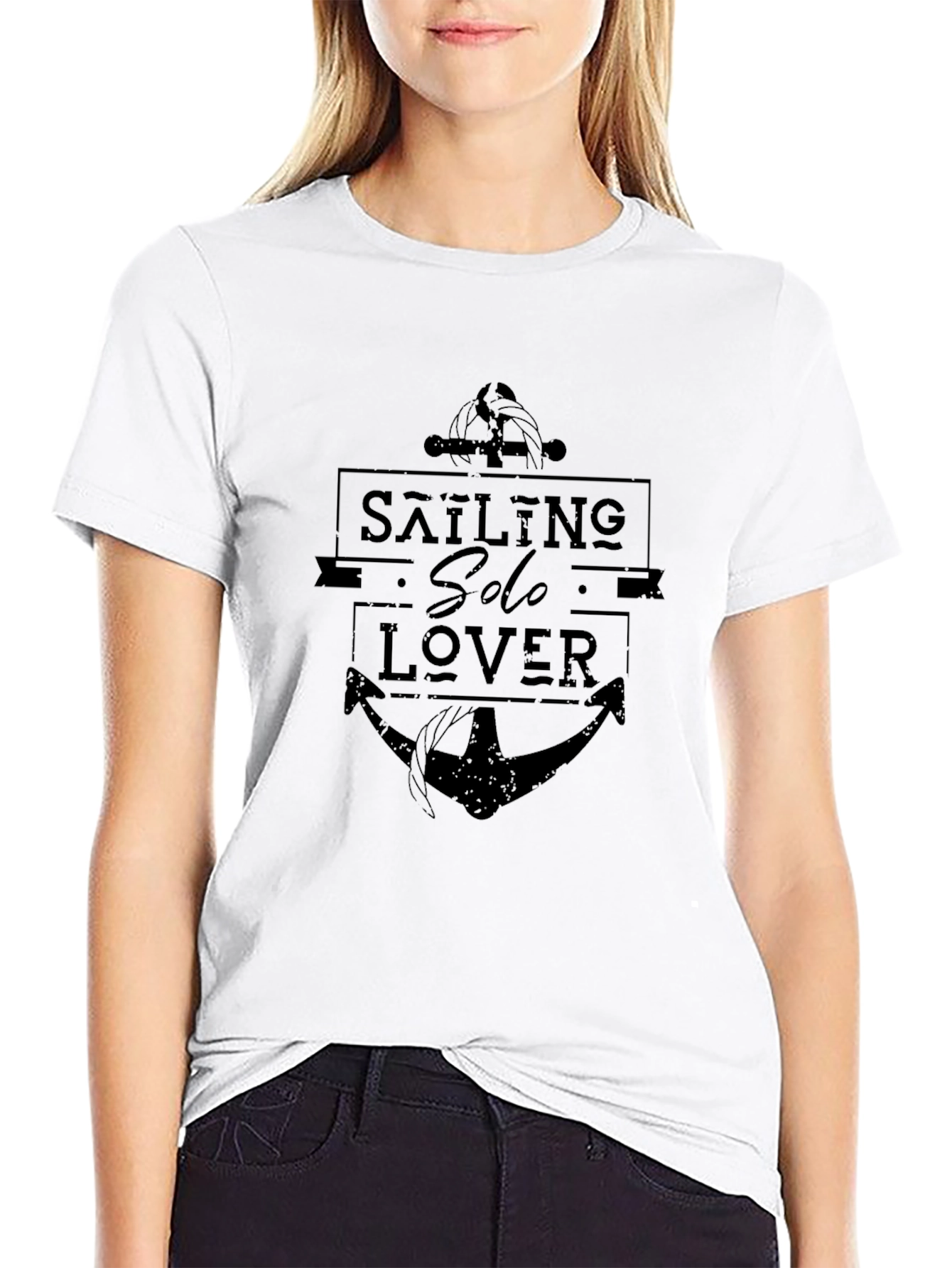 Sailing Solo Lover Graphic Black T-Shirt