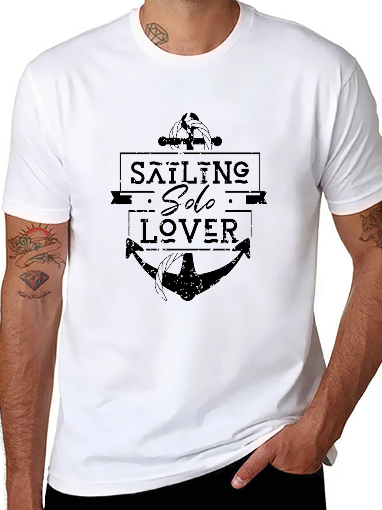 Sailing Solo Lover Graphic Black T-Shirt
