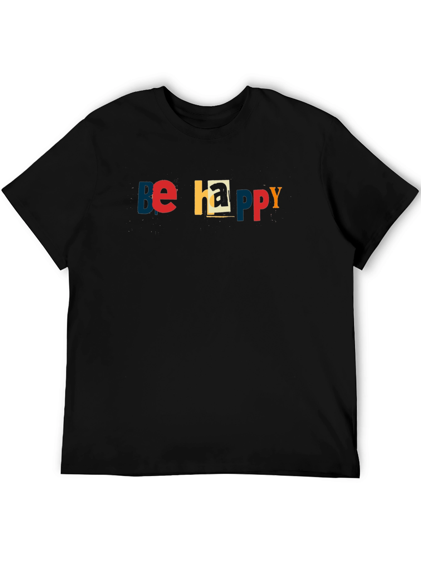 Be Happy Graphic Print Crew Neck T-Shirt