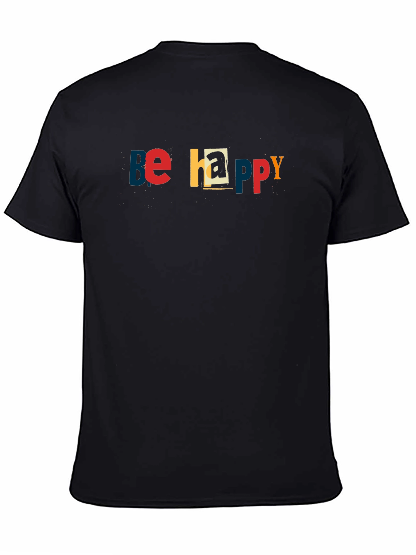 Be Happy Graphic Print Crew Neck T-Shirt