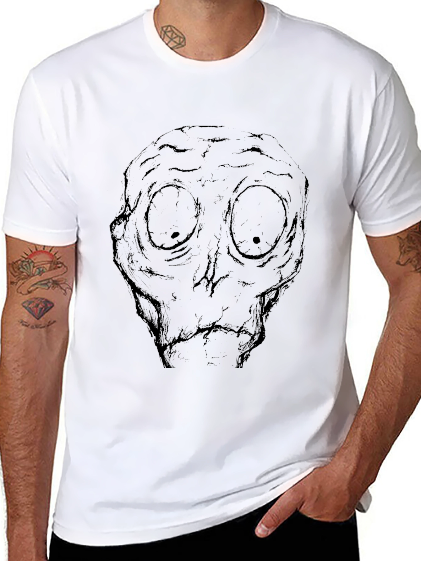 Abstract Face Graphic Black T-Shirt