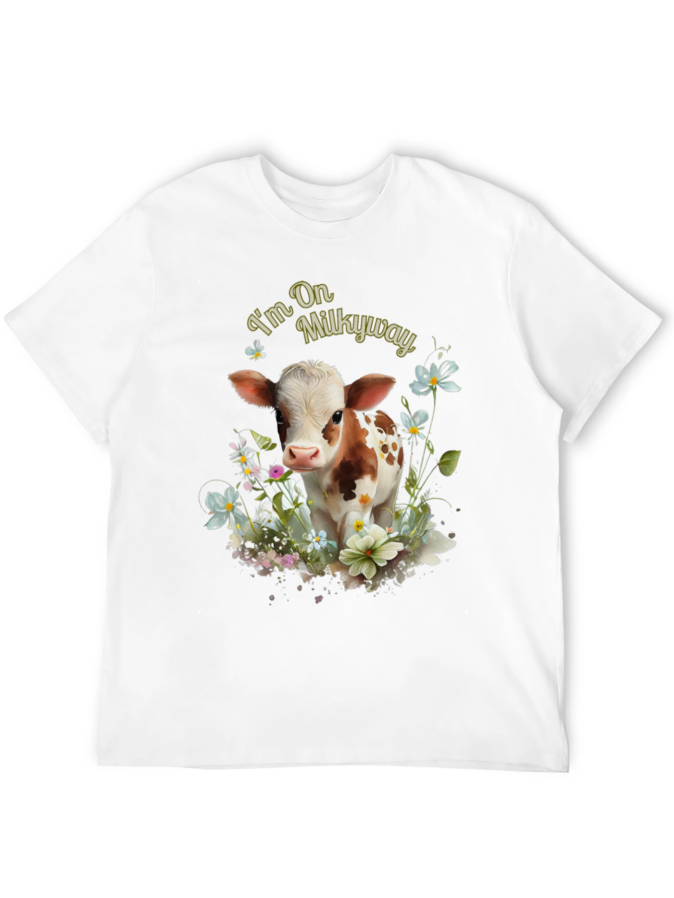 Im On Milkyway Cute Cow Graphic Tee