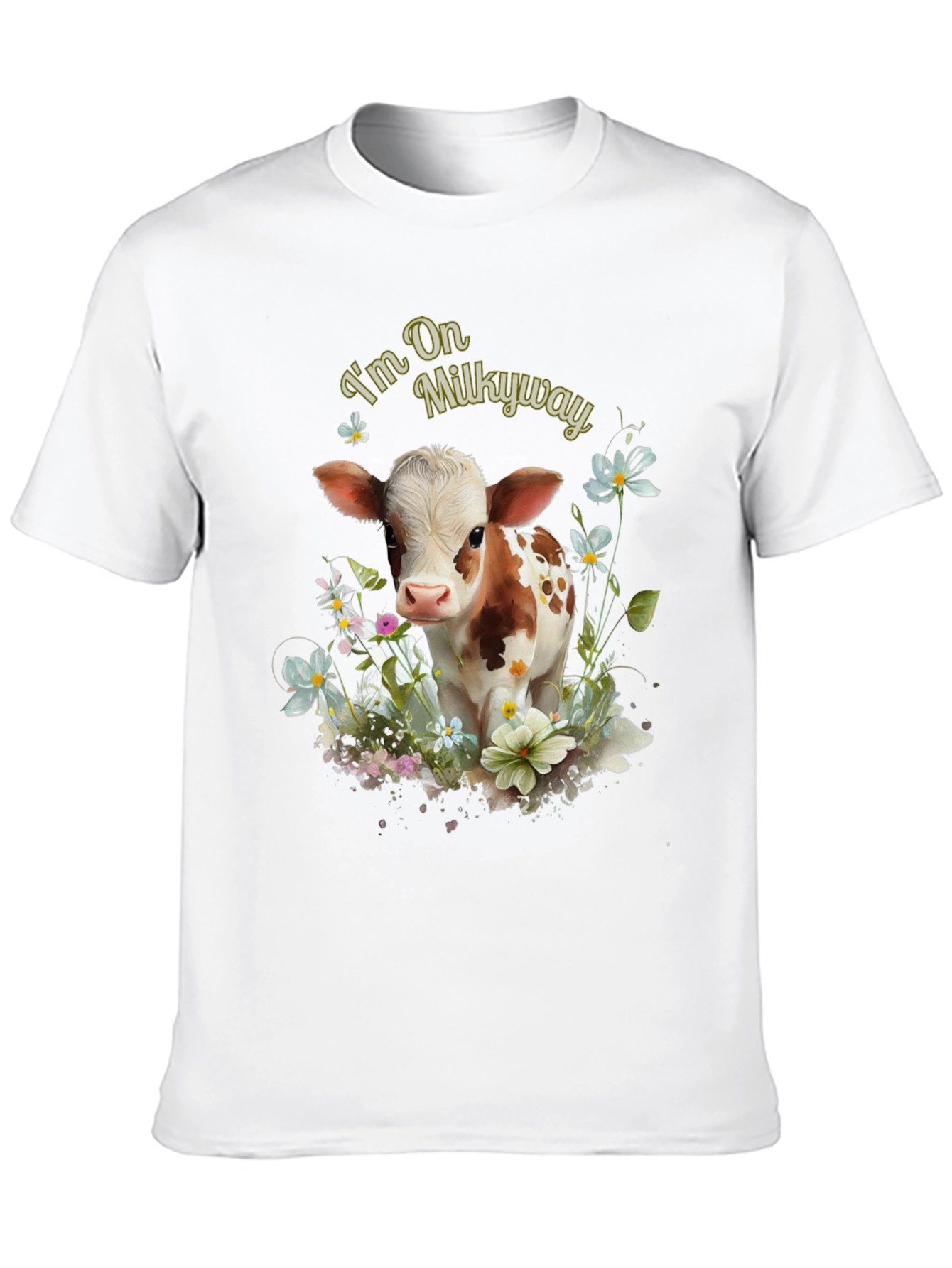 Im On Milkyway Cute Cow Graphic Tee