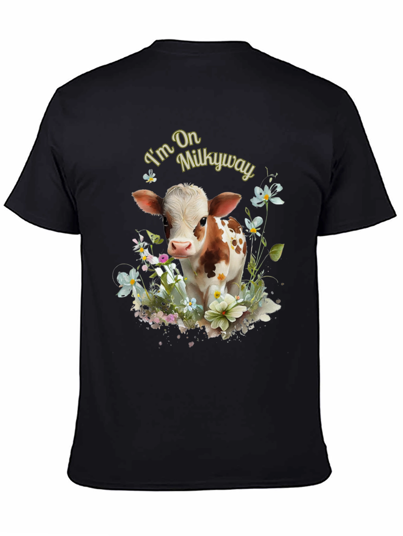 Im On Milkyway Cute Cow Graphic Tee