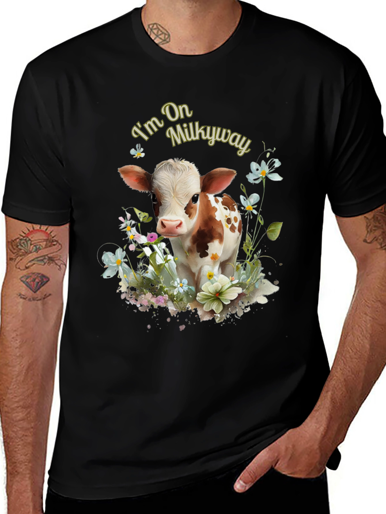 Im On Milkyway Cute Cow Graphic Tee