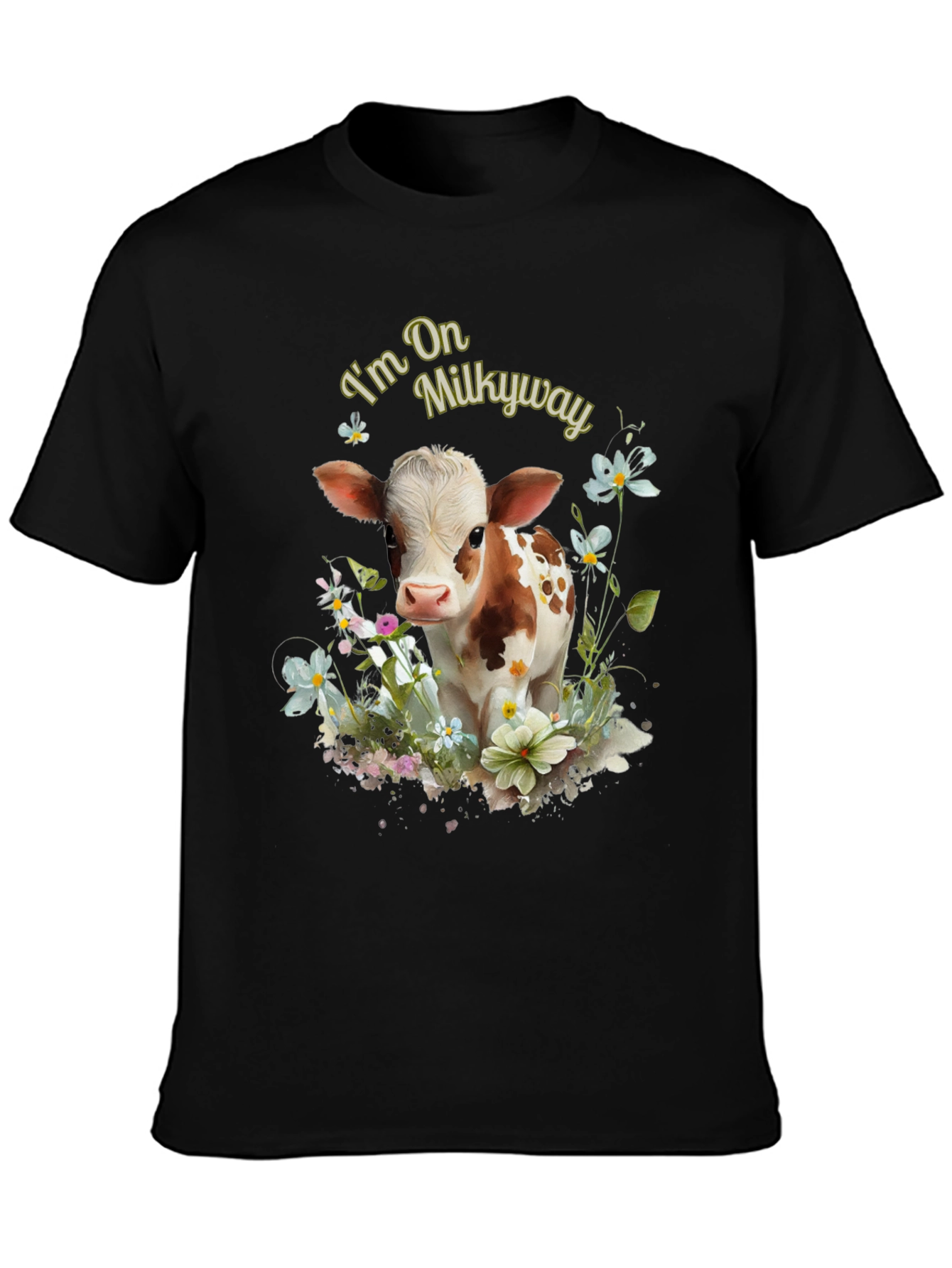 Im On Milkyway Cute Cow Graphic Tee