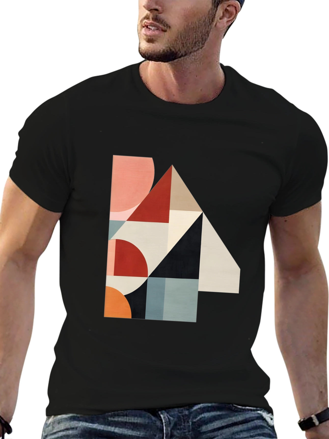 Geometric Print Black T-Shirt