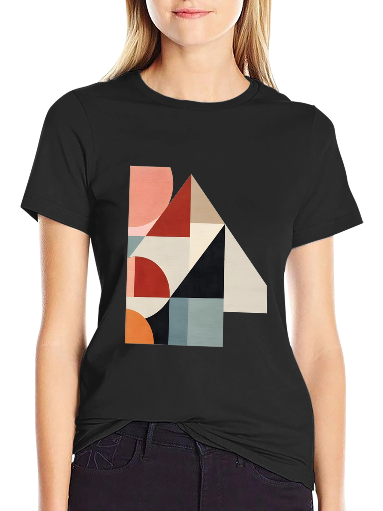 Geometric Print Black T-Shirt