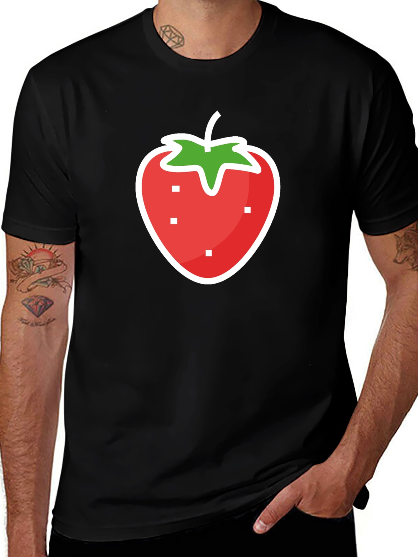 Strawberry Graphic Black T-Shirt
