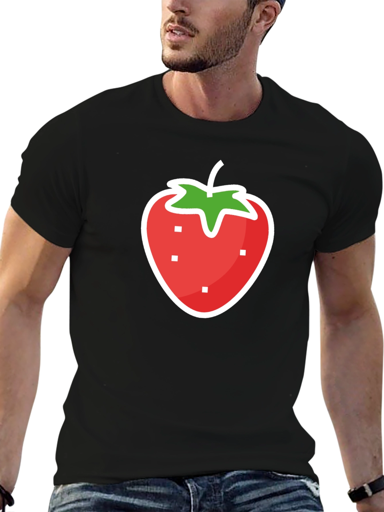 Strawberry Graphic Black T-Shirt