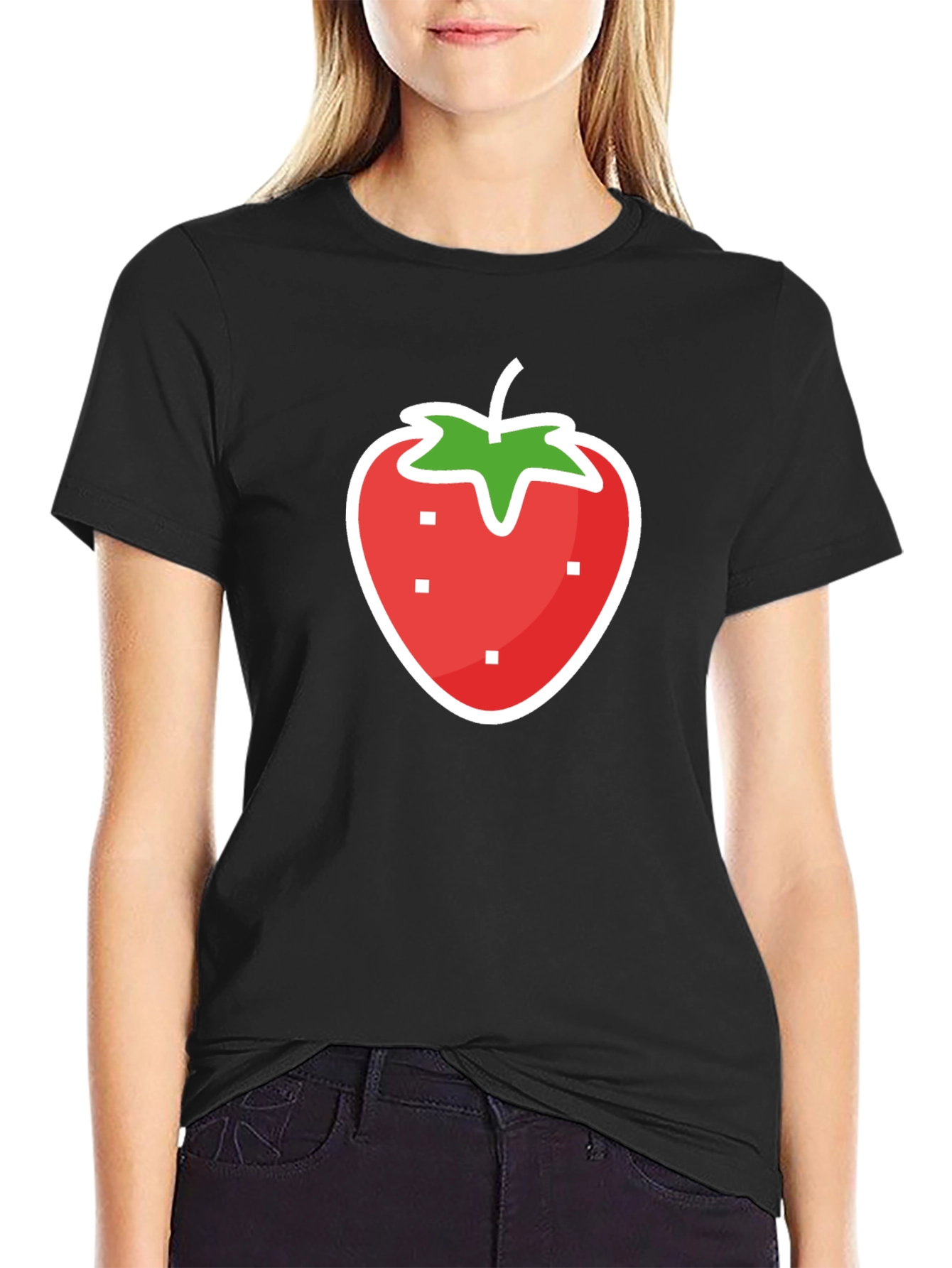 Strawberry Graphic Black T-Shirt