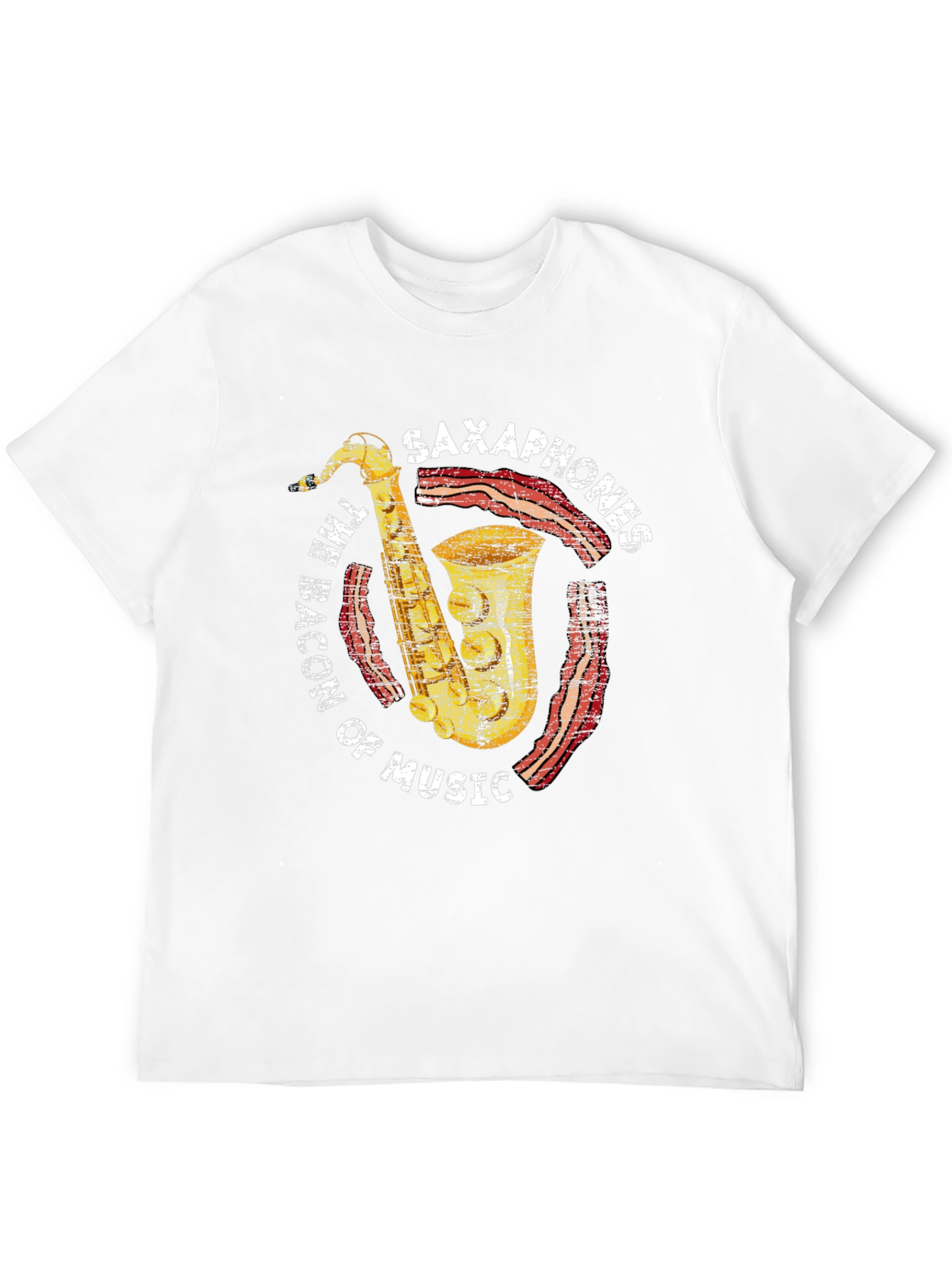 Saxophones Bacon of Music Graphic T-Shirt