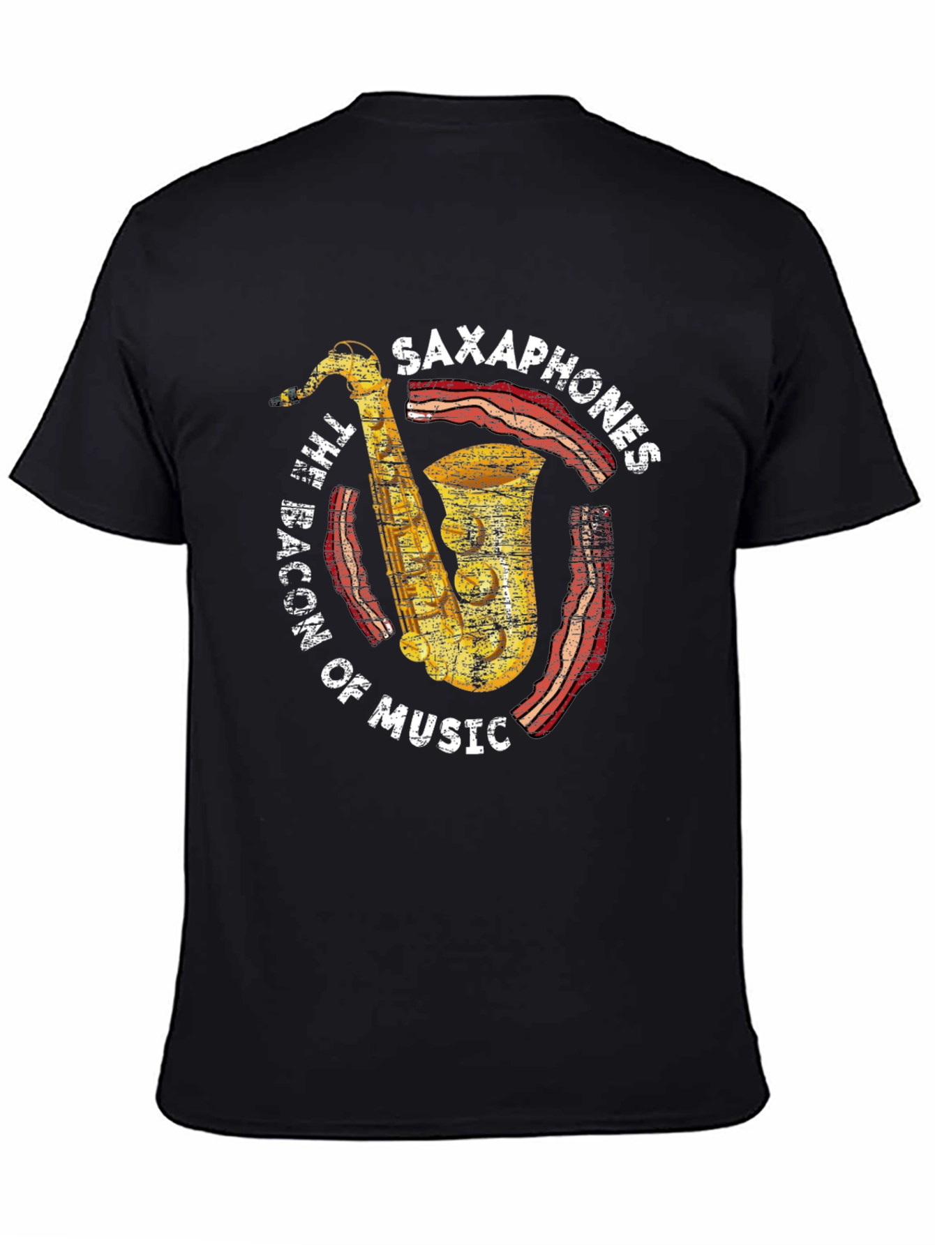 Saxophones Bacon of Music Graphic T-Shirt