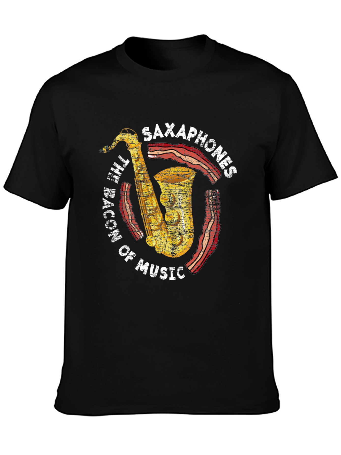 Saxophones Bacon of Music Graphic T-Shirt