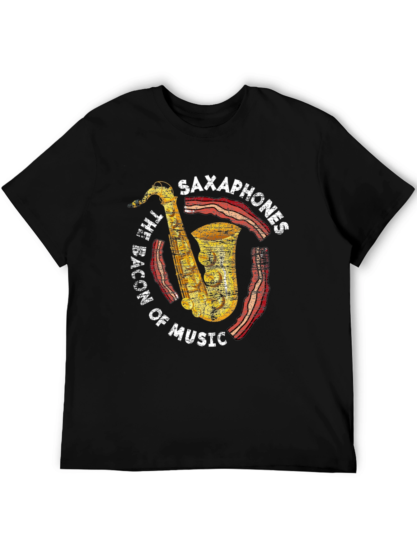 Saxophones Bacon of Music Graphic T-Shirt