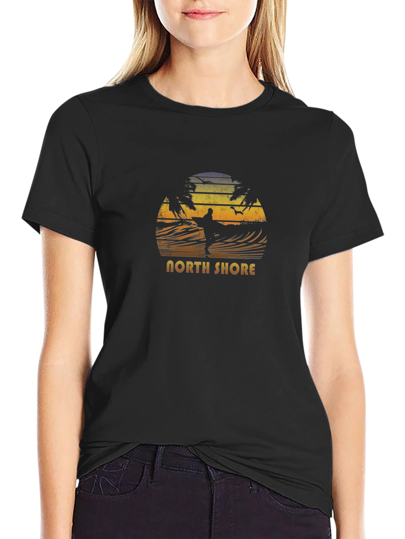 North Shore Surfer Graphic Tee - Black