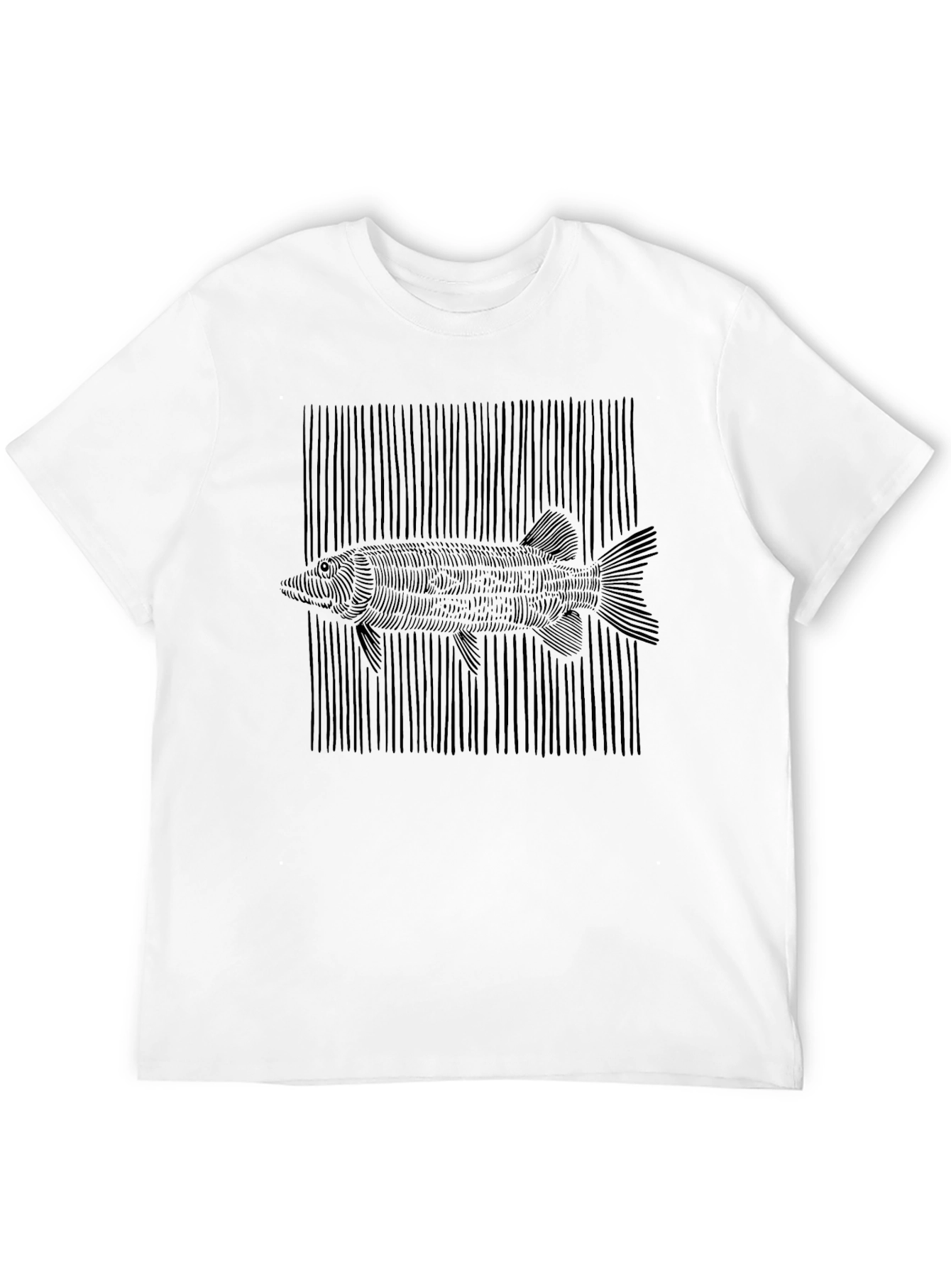 Abstract Fish Graphic Tee - Mens Black T-Shirt