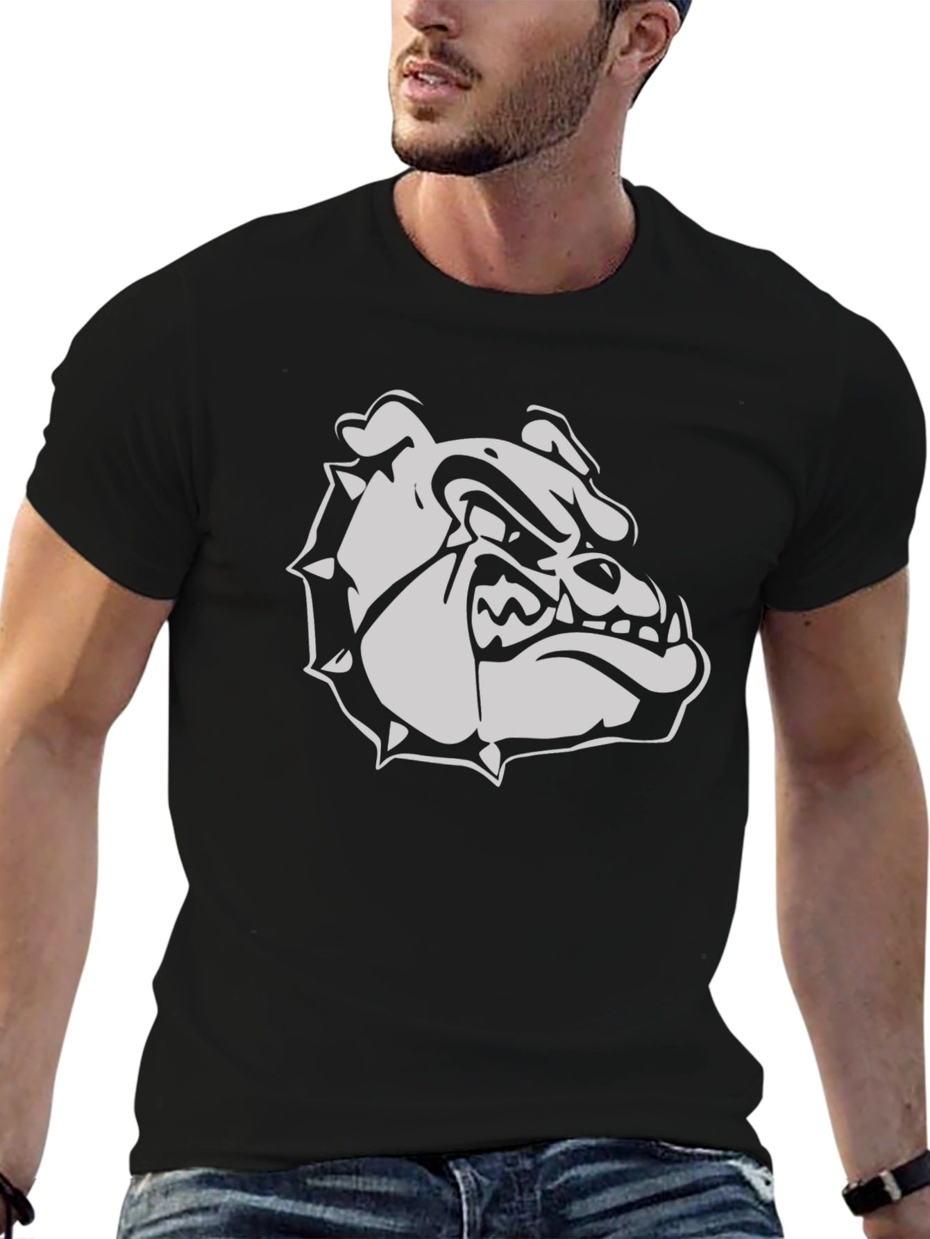 Bulldog Graphic Tee - Mens Casual Crew Neck Shirt