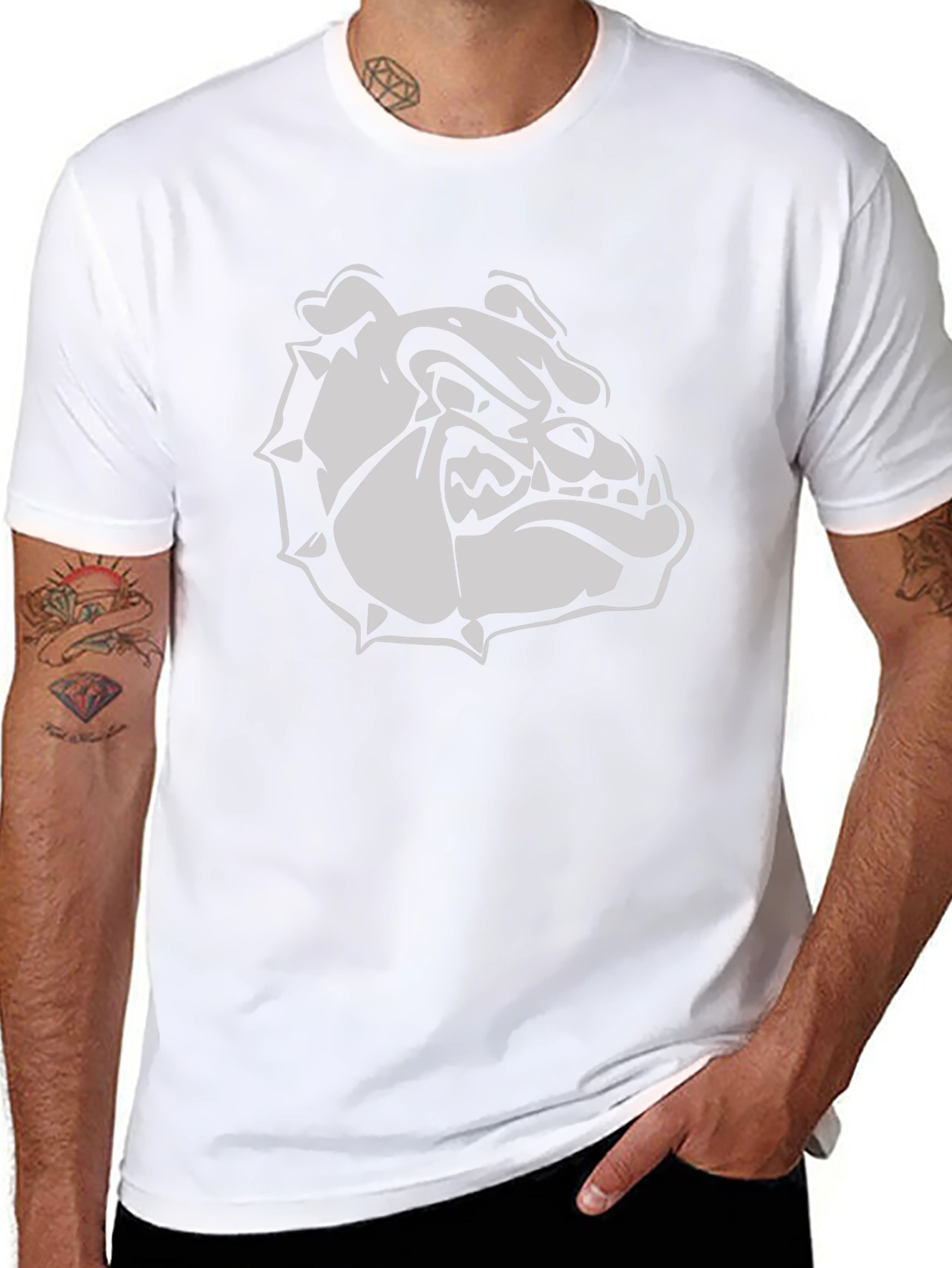 Bulldog Graphic Tee - Mens Casual Crew Neck Shirt