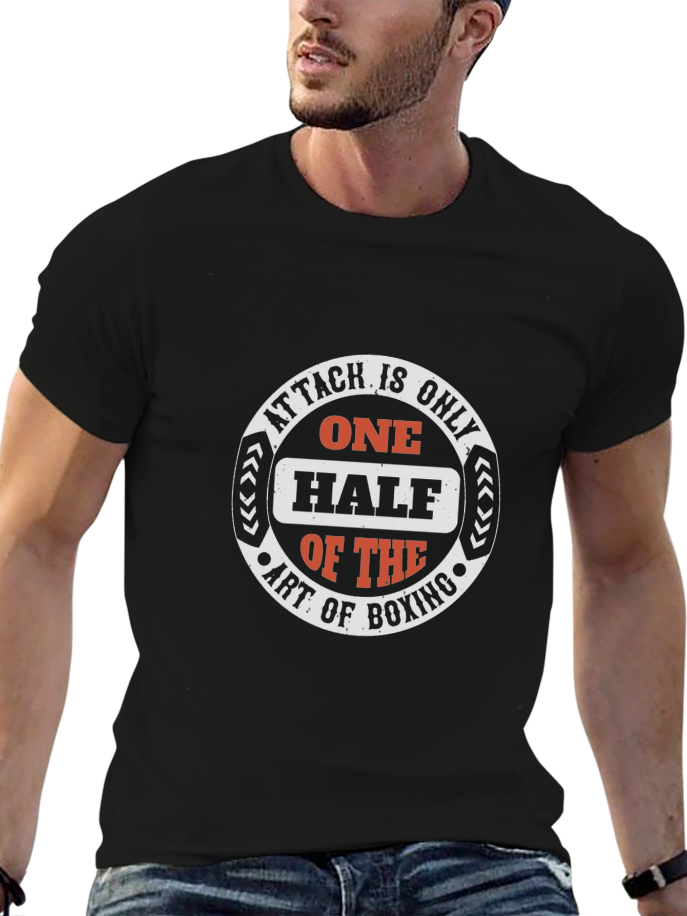 Boxing Art Graphic Tee - Attack is Only Half