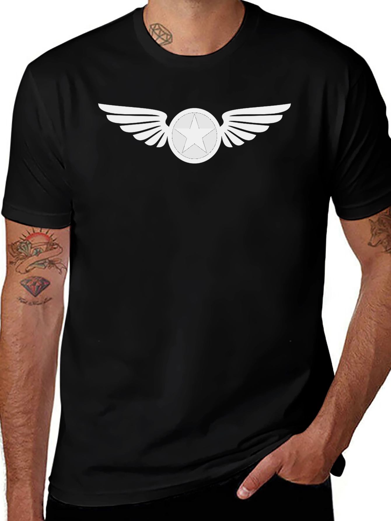 Winged Star Graphic Tee - Black