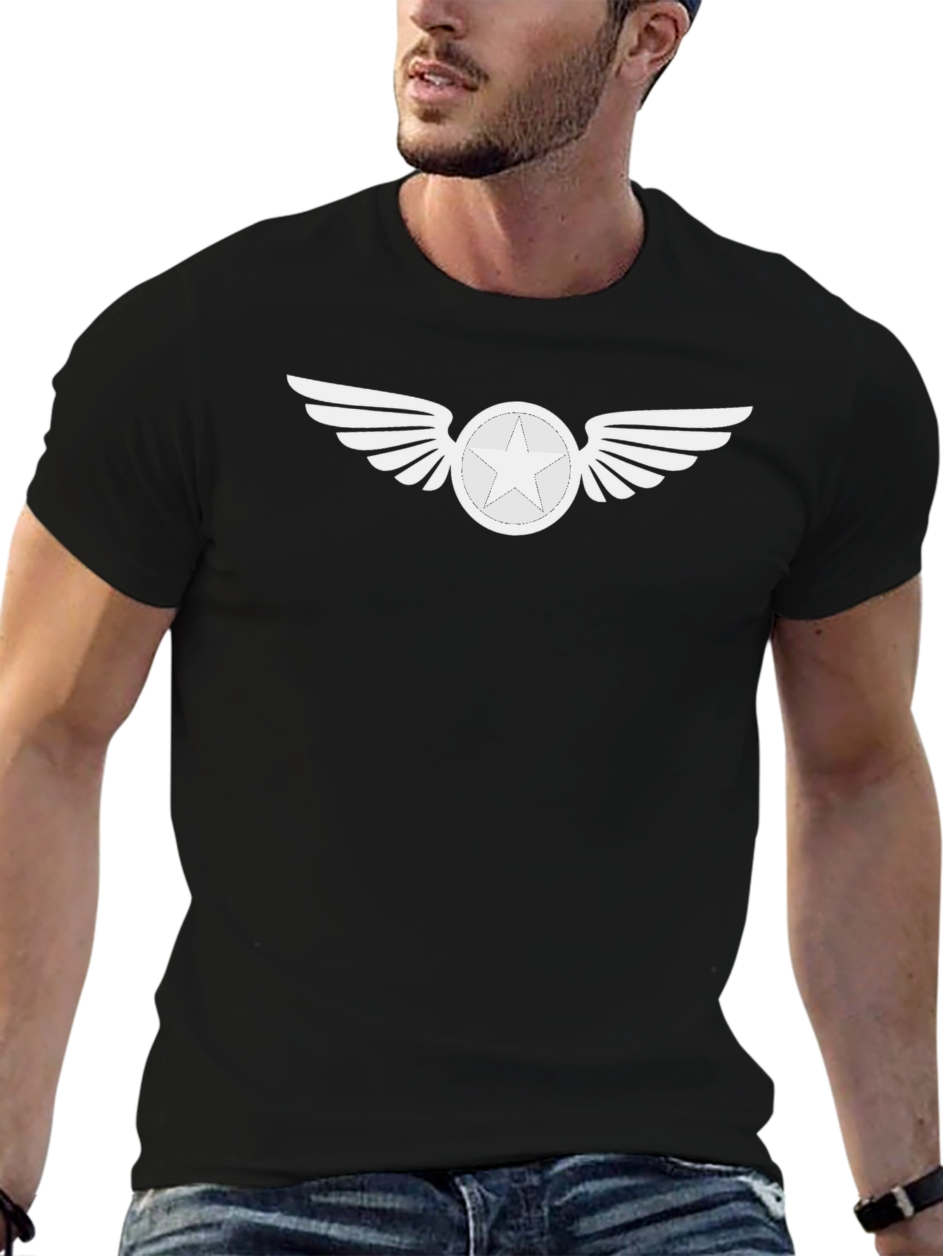 Winged Star Graphic Tee - Black