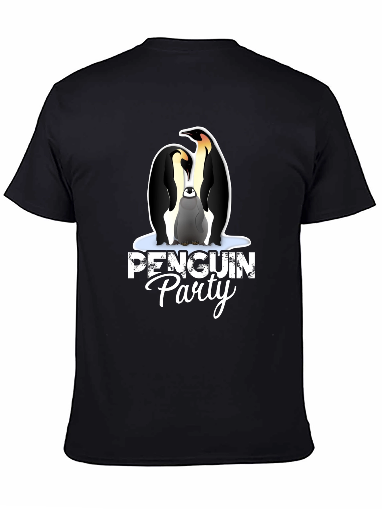 Penguin Party Graphic Tee - Black Unisex T-Shirt