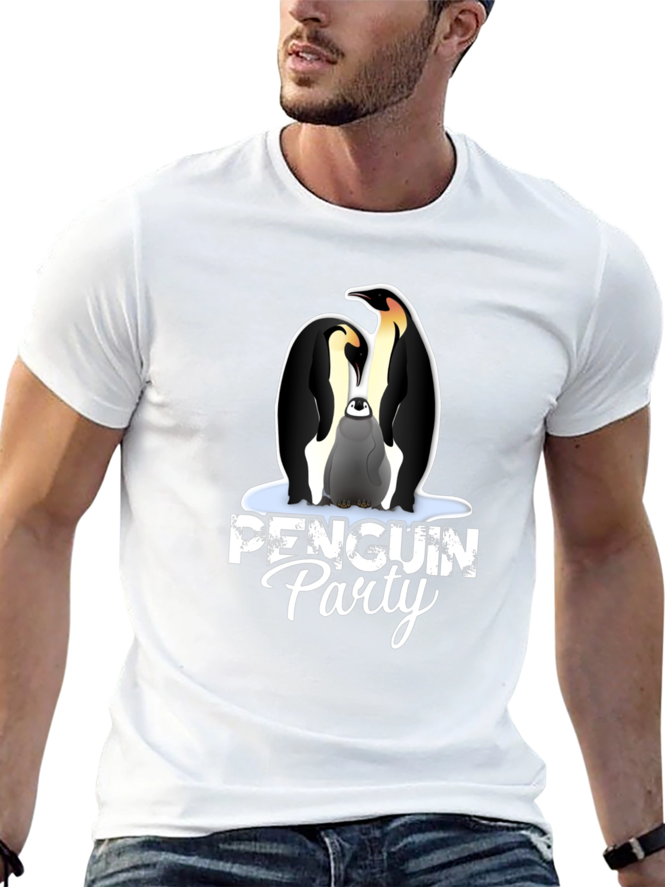 Penguin Party Graphic Tee - Black Unisex T-Shirt