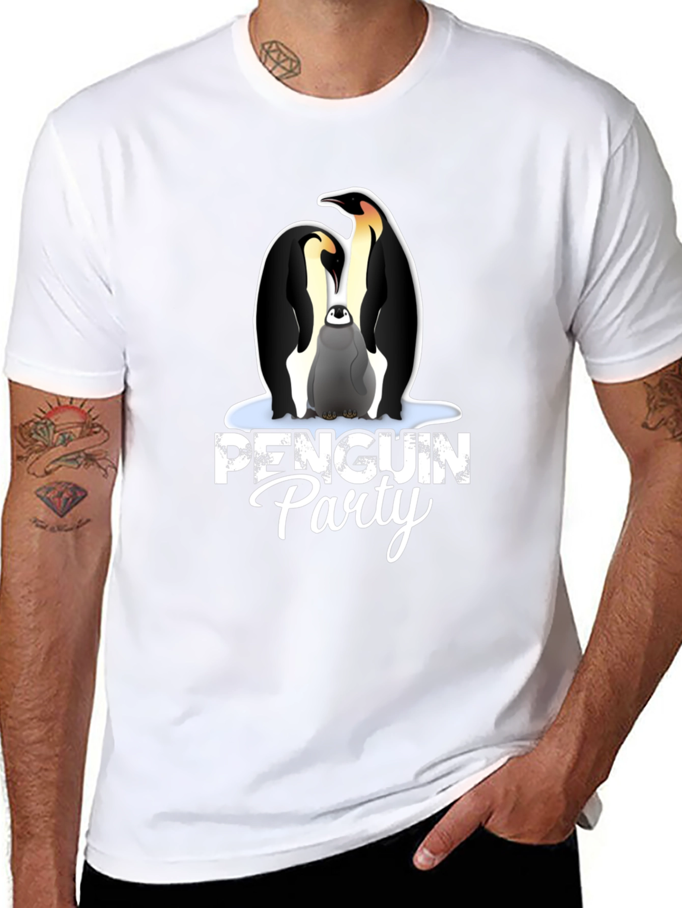 Penguin Party Graphic Tee - Black Unisex T-Shirt