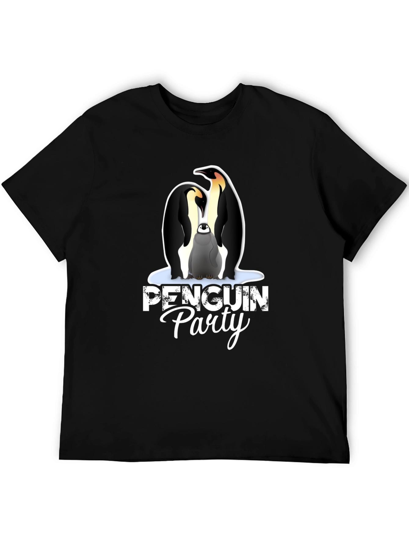 Penguin Party Graphic Tee - Black Unisex T-Shirt