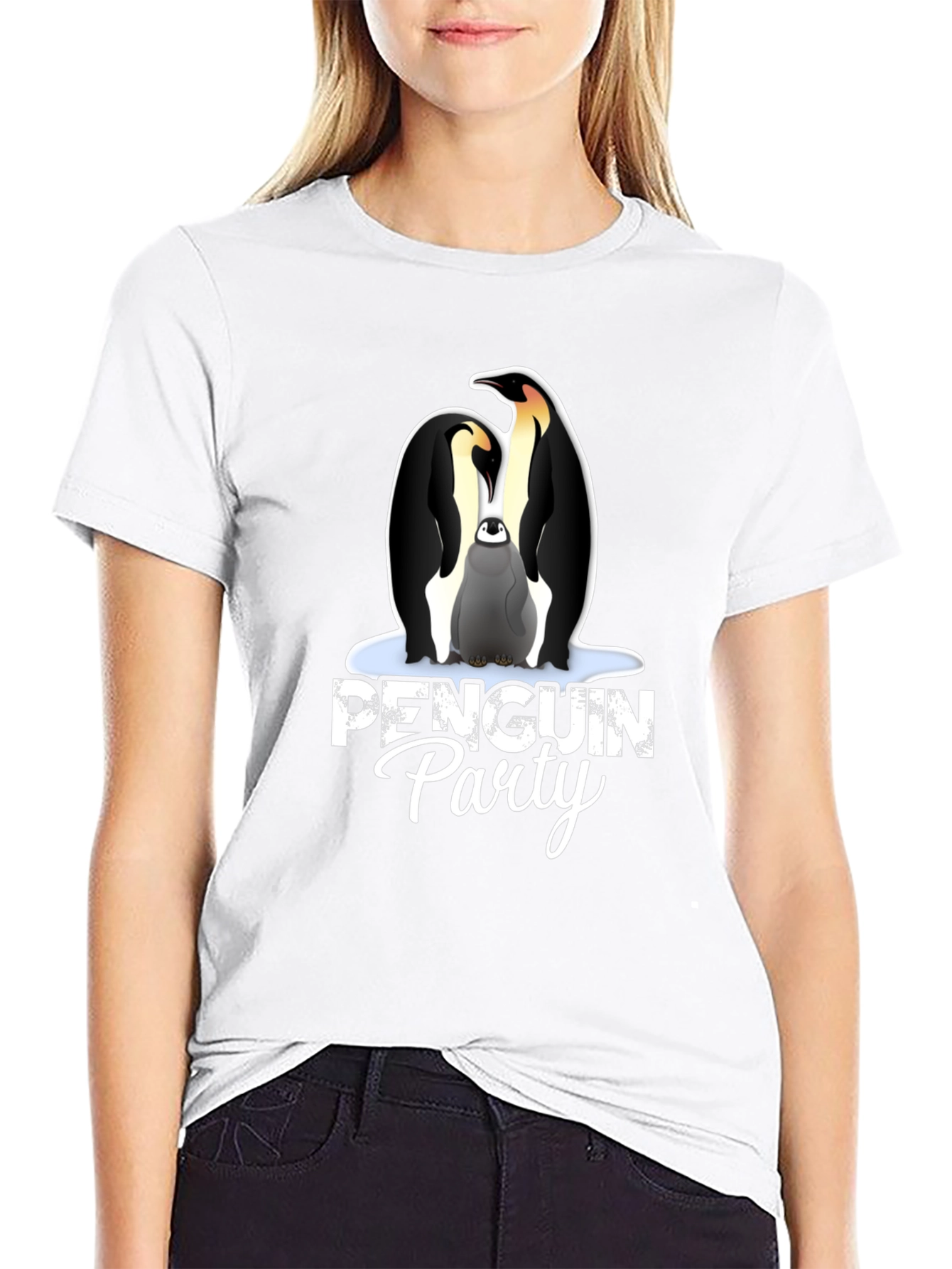 Penguin Party Graphic Tee - Black Unisex T-Shirt