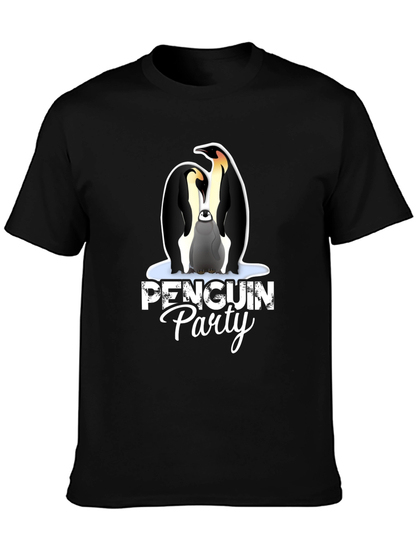 Penguin Party Graphic Tee - Black Unisex T-Shirt