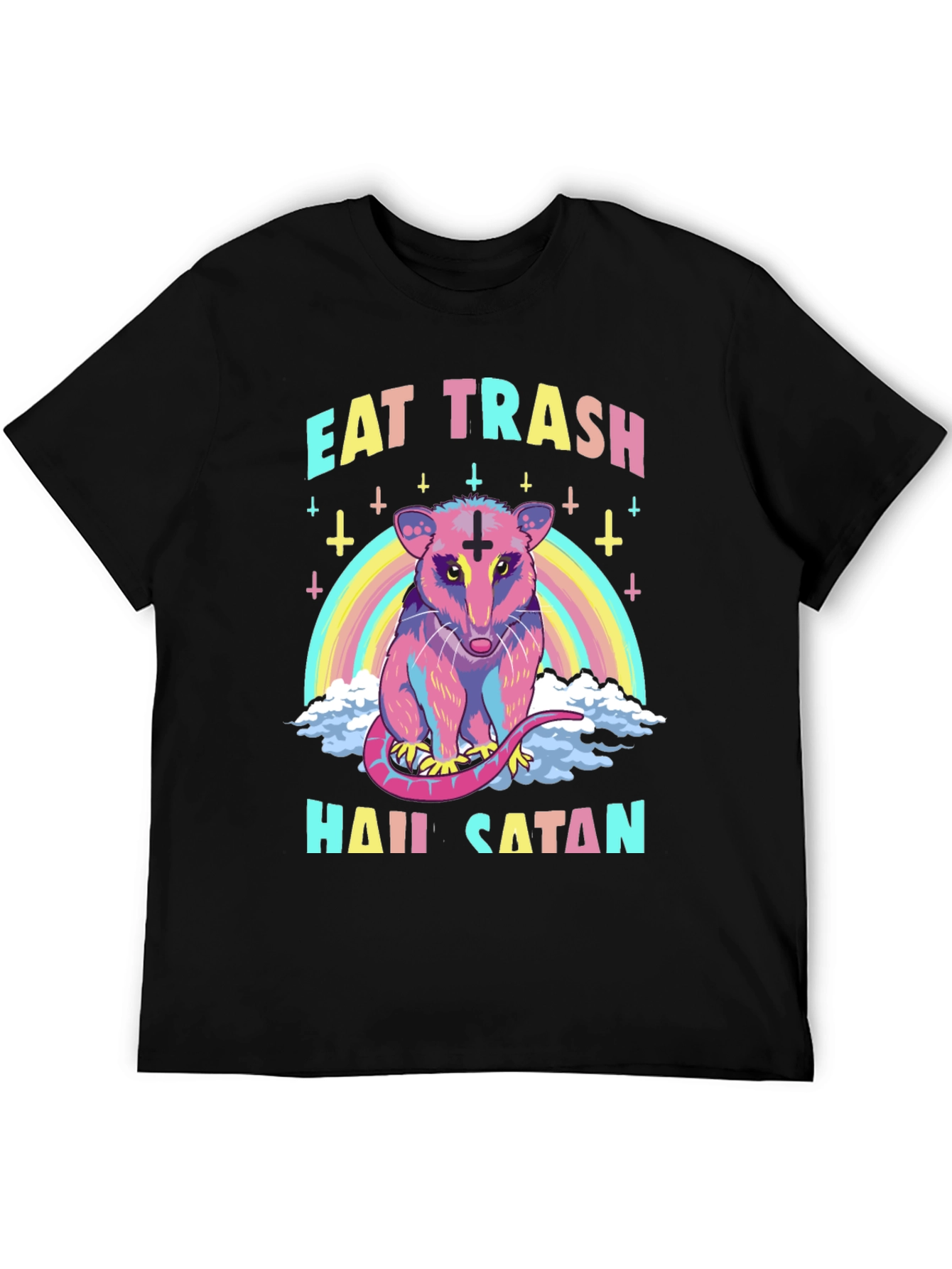 Eat Trash Hail Satan Opossum Graphic T-Shirt