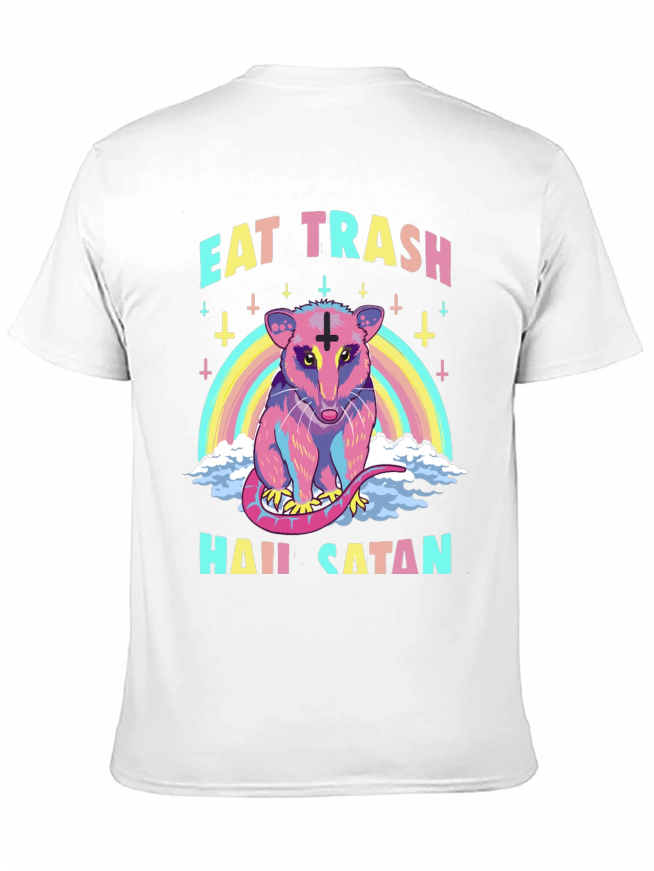 Eat Trash Hail Satan Opossum Graphic T-Shirt
