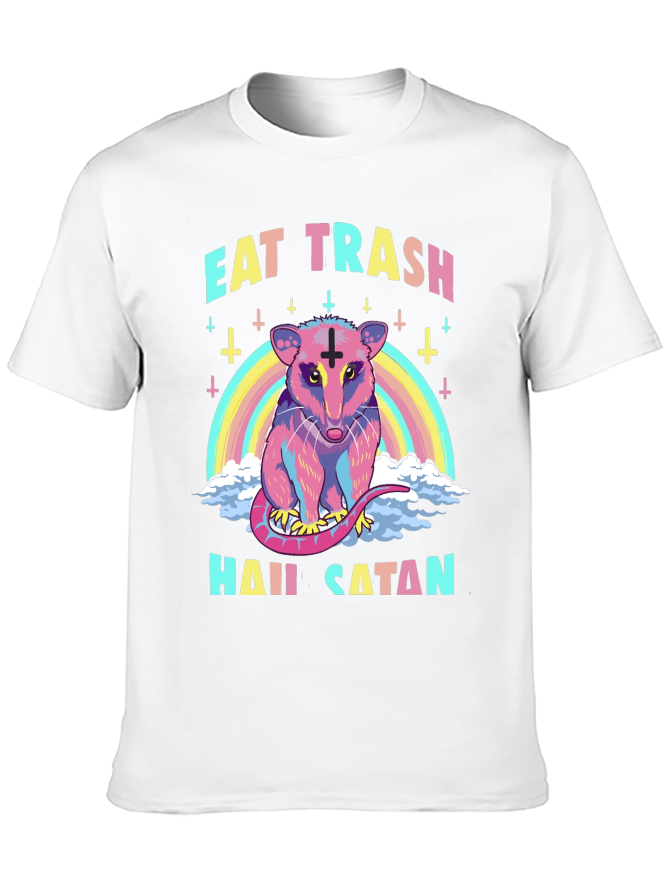 Eat Trash Hail Satan Opossum Graphic T-Shirt