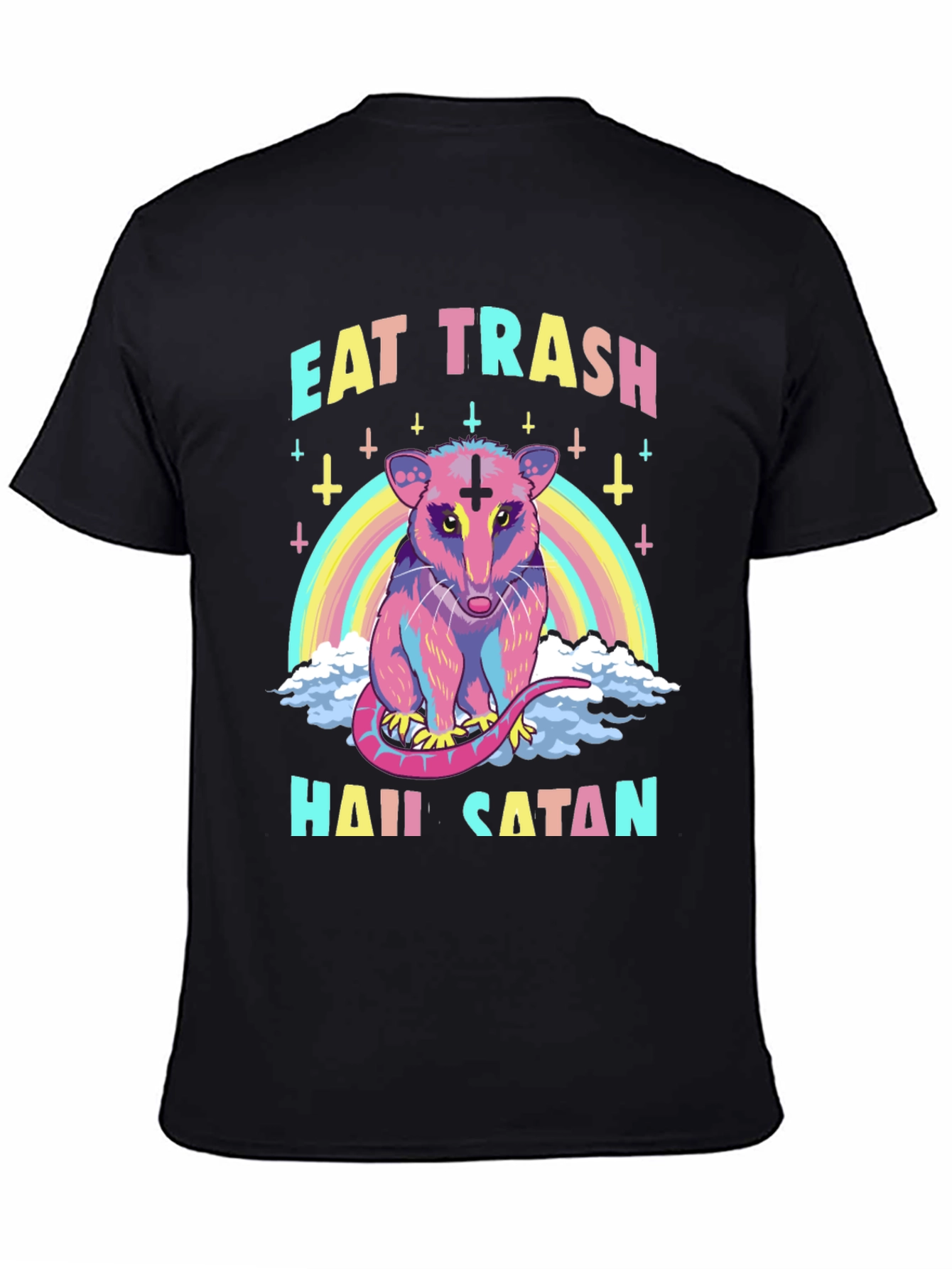 Eat Trash Hail Satan Opossum Graphic T-Shirt