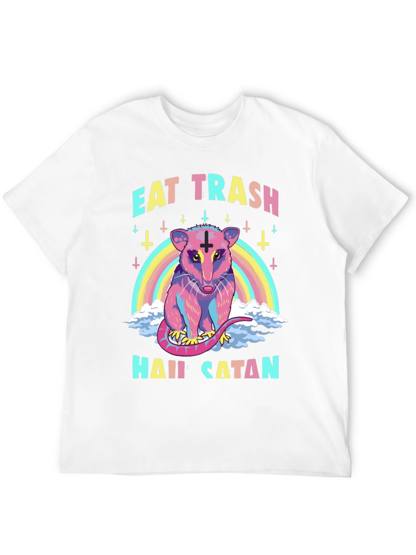 Eat Trash Hail Satan Opossum Graphic T-Shirt