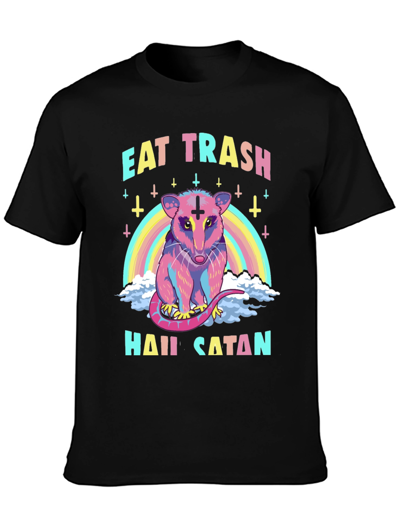 Eat Trash Hail Satan Opossum Graphic T-Shirt