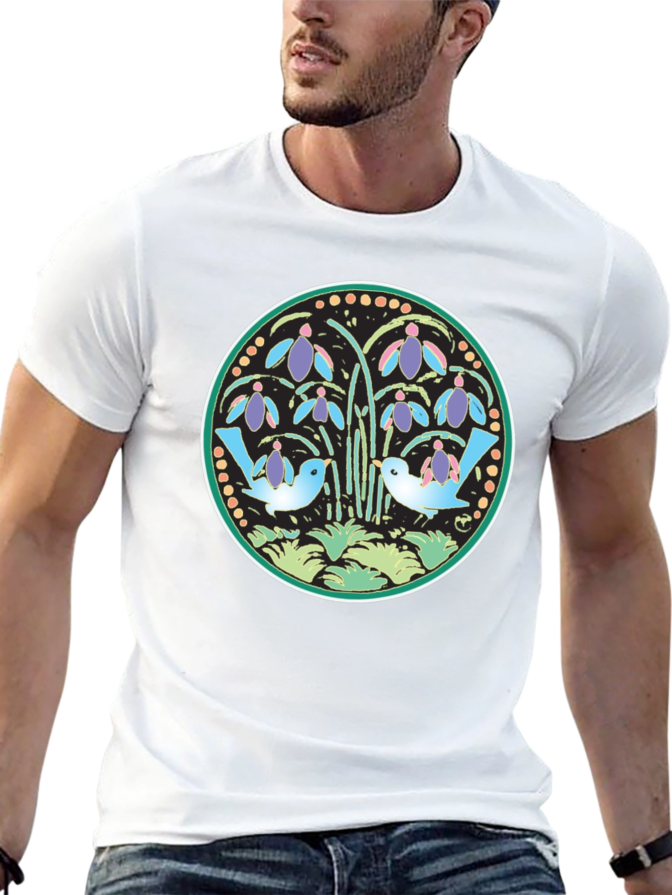Floral Bird Circle Graphic Tee