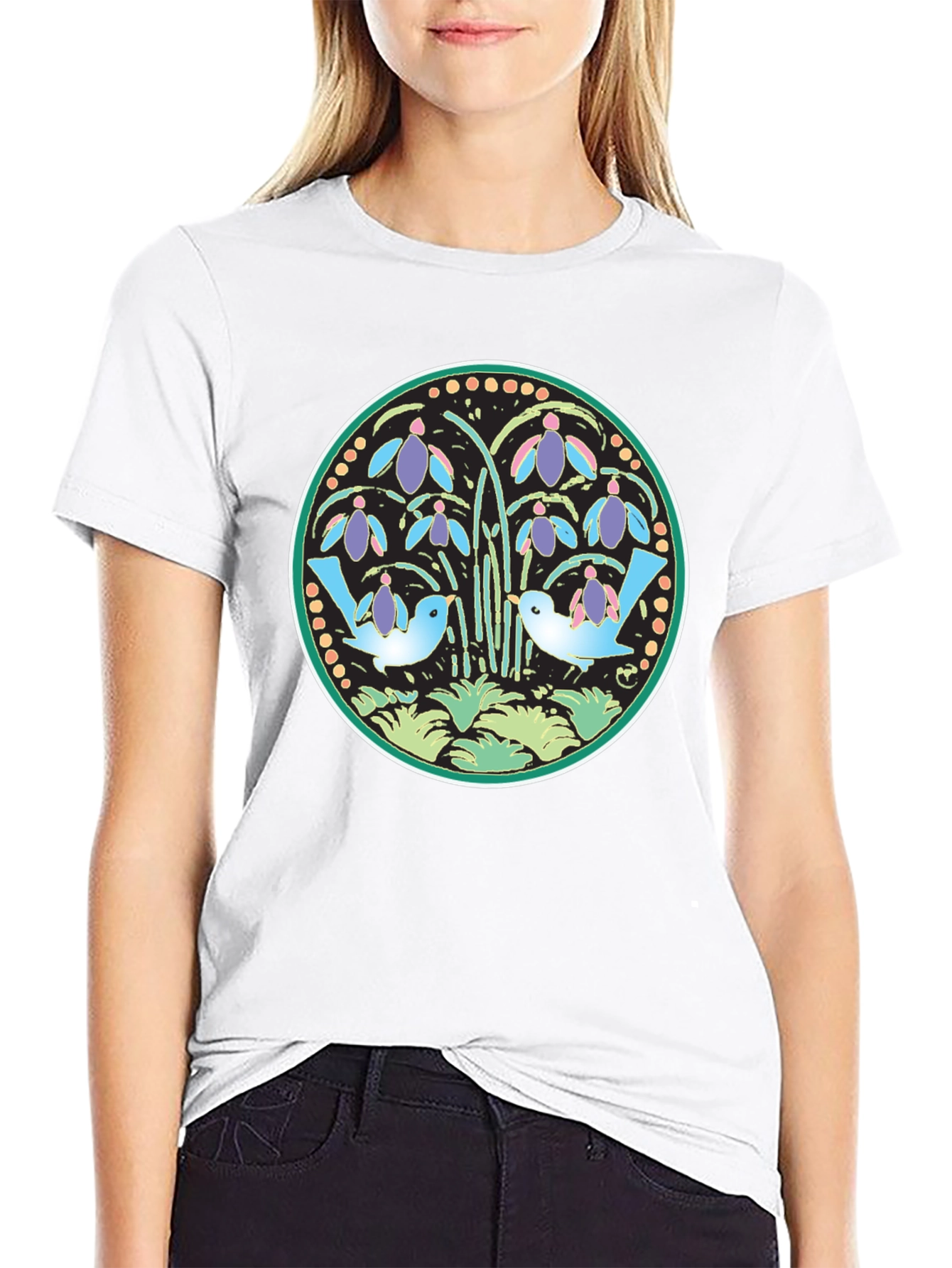 Floral Bird Circle Graphic Tee
