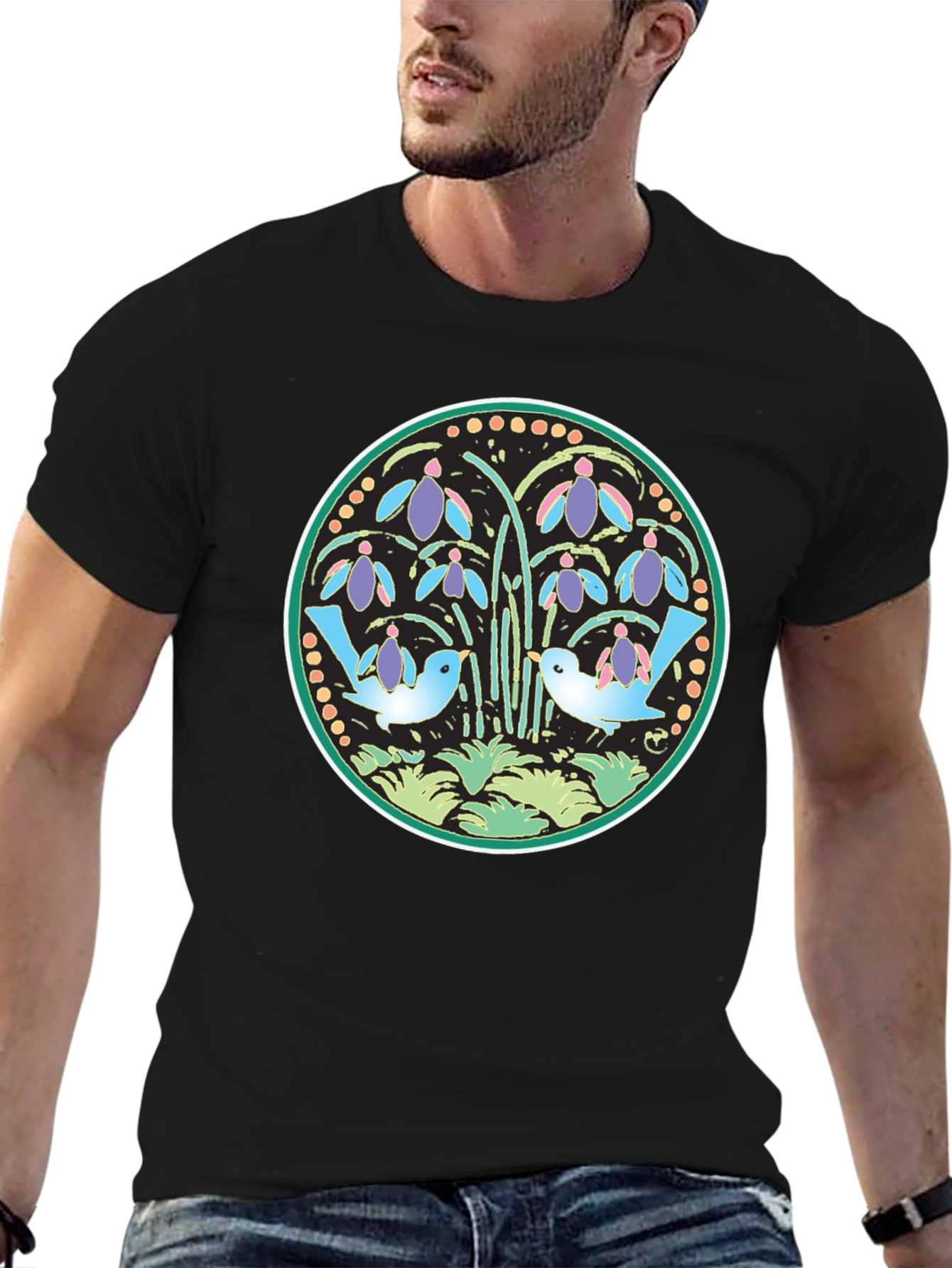 Floral Bird Circle Graphic Tee
